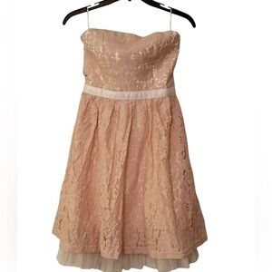 Modcloth Alythea Strapless Beige Lace Party Cocktail Dress Fairycore Coquette